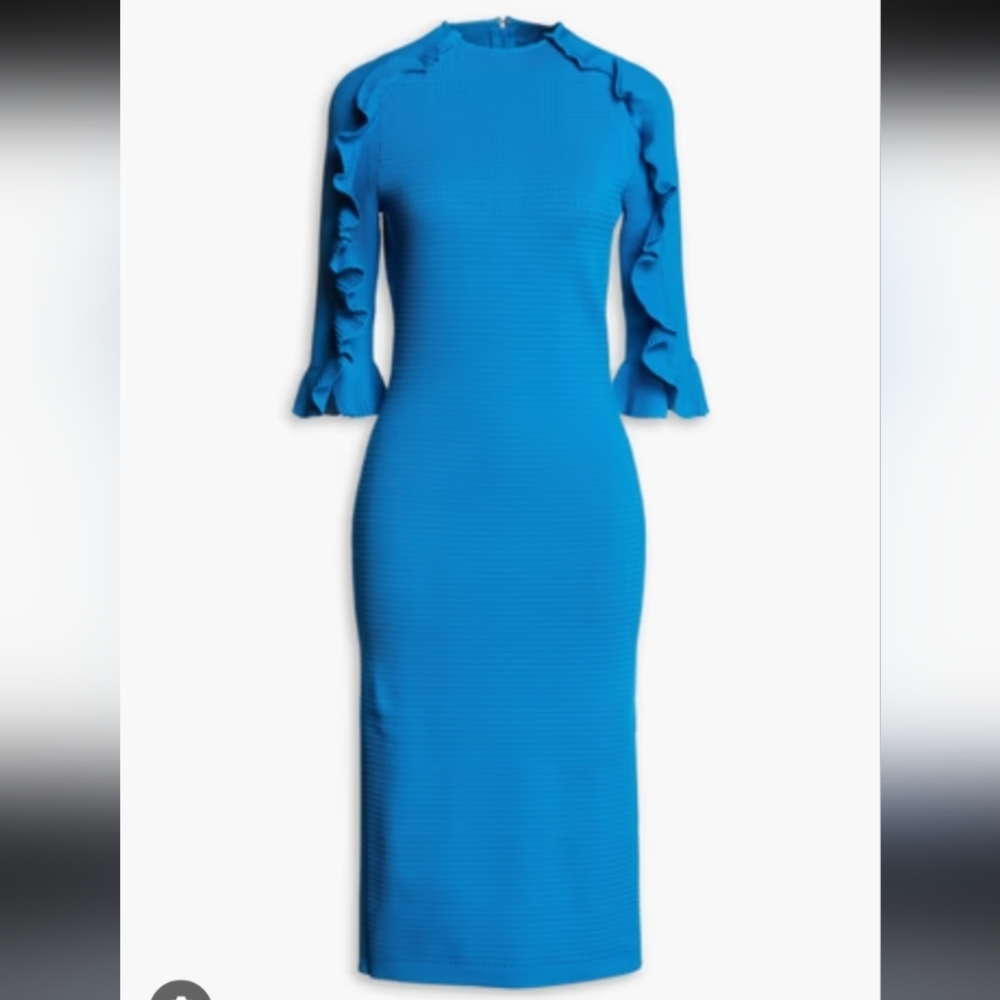Carolina Herrera Blue Knit Midi Dress - Picture 5 of 11